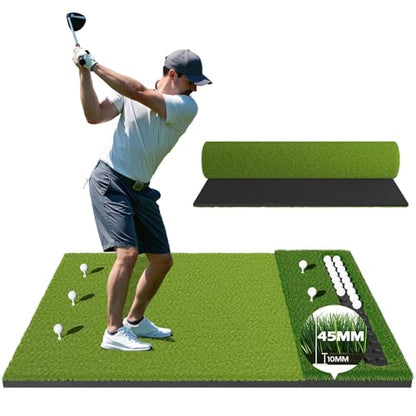 RIKADE Golf Mat - 5x4ft & 6x4ft 26mm-31mm Golf Hitting Mat for Simulators, Backyard, Garage, Indoor & Outdoor Use, Features Dual-Turf Mats with Ball Tray for Chipping and Swing Training - style: 5 x 4 ft, 1.02 in, Dual-Turf