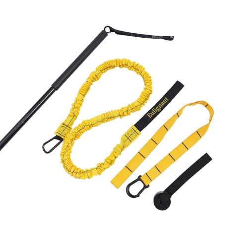 Swing Trainer for Golf/Baseball/Tennis Improvement, Resistance Cord (25&80lbs) with Weighted Workout Bar, Rotational Movements Exercise in Core Training
