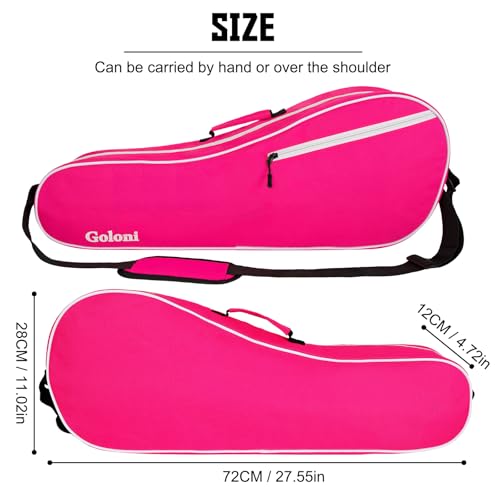 Goloni Tennis Bag for 3-4 Rackets, Water-Resistant Racket Bag with Padded Protection for Men Women Adults - color: Pink