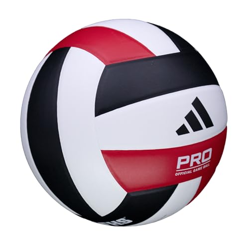 adidas | PRO | Hand Picked Leather Indoor Game Volleyball | NFHS Certified | Official Size - color: Red/White/Black