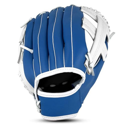 Baseball Glove, Softball Glove, Baseball Mitt, 10.5''-12.5'' for Youth Adult Training and Beginner Play, Synthetic Leather Outfield Mitts, Right Hand Throw - color: Blue,White, size: 11.5"