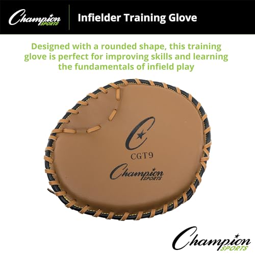 Champion Sports 11.5" Fielder's Glove - Synthetic Leather Front and Back for Comfort Grip | Double Bar Open Web and Conventional Back Design for Versatility | Age: Elementary | Right-Handed Glove