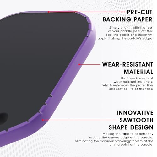 PICKLETECH Pickleball Paddle Protection Tape - Paddle Head Edge Guard - Racket Edge Protection Tape -Fit Perfectly Curved Edge -No Wrinkling - color: Purple, size: Width 20mm