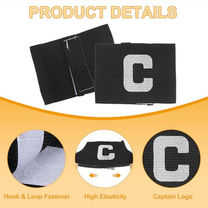 MECCANIXITY Soccer Captain Armband, Captain Arm Bands for Soccer Elastic Captain C Arm Band Sports Captain Armband for Football Team Training Youth & Adult - color: Black