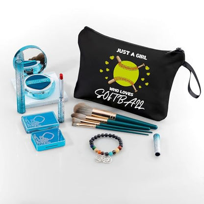 Softball Accessories for Girls Small Treat Makeup Bag Gifts From Sister Softball Birthday Sister Gifts for Girls Women Her Bff Bestie Best Friend Sister - color: softball 1H