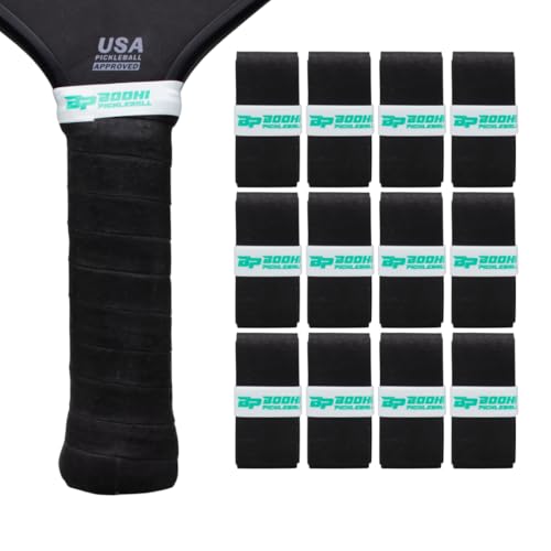 DRYtack Premium Pickleball Overgrips - #1 Pickleball Overgrips Trusted by TOP pros - Semi-Dry & Absorbent, Superior Comfort, Long Lasting, Responsive Feel - color: Black, size: 12-Pack