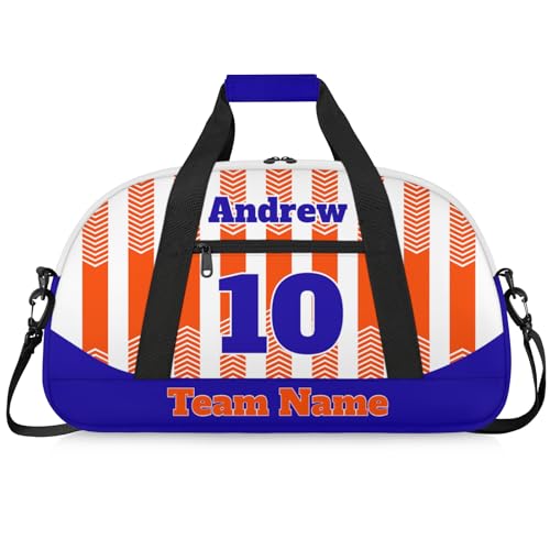 Basketball Soccer Gifts for Boys Girls - Custom Sports Duffle Bag, Personalized Name & Team Bag, Water-Resistant Gym Bag for Basketball, Soccer, Volleyball | Y-Orange Navy - color: Y-Orange Navy