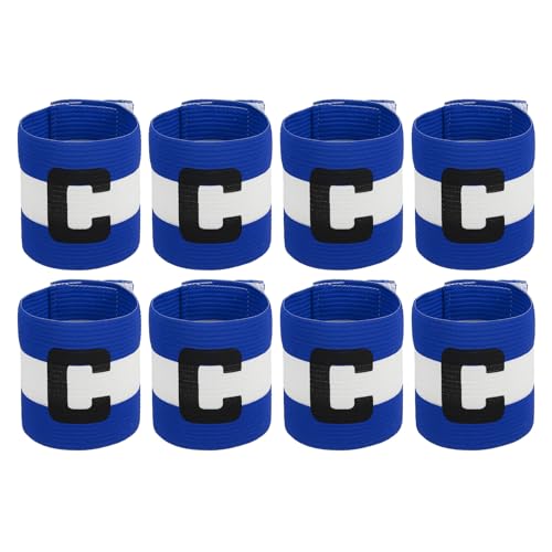 MECCANIXITY Soccer Captain Armband, Captain Arm Bands for Soccer Elastic Captain C Arm Band Sports Captain Armbands for Football Team Training Youth & Adult - color: Blue/White