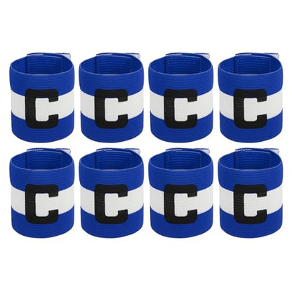 MECCANIXITY Soccer Captain Armband, Captain Arm Bands for Soccer Elastic Captain C Arm Band Sports Captain Armbands for Football Team Training Youth & Adult - color: Blue/White