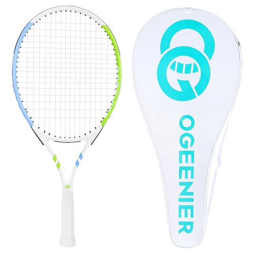 Kids Tennis Racket 23 Inch, Lightweight Aluminum Tennis Racquet for Junior Boys & Girls Beginner with Tennis Bag - color: Blue+Green