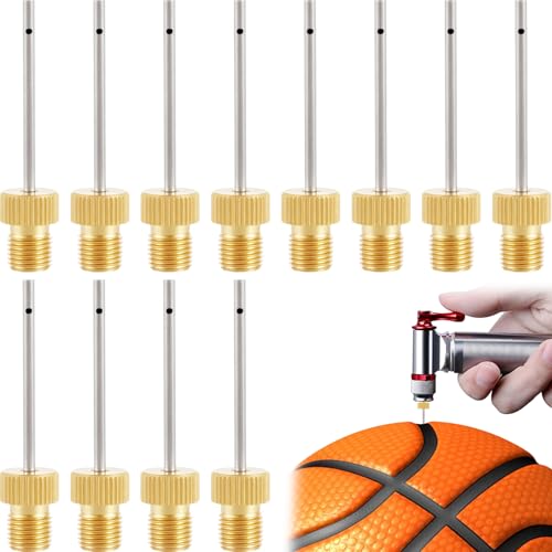 12pcs Ball Pump Needles, Stainless Steel Air Pump Inflation Devices Accessories, Air Inflator Needles Pins for Basketball Football Volleyball- Silver