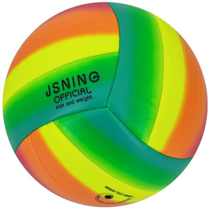 100% Waterproof Soft Beach Volleyball for Play in and Out of Water, Outdoor Regulation Size 5 for Beach and Pool, Rainbow