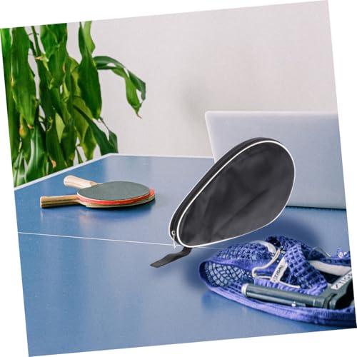 Oxford Cloth Table Tennis Racket Storage Bag with Fixed Ball Holder Protective Organizer for Paddle Gourd Shape Design with Smooth Zipper Portable Sports Carry Case in Black