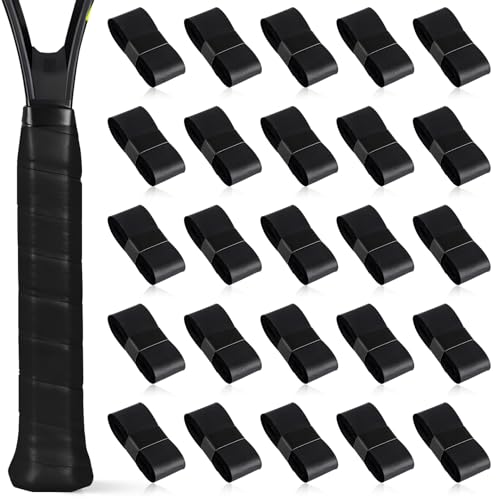 26 Pack Black Tennis Racket Grip Tape, Precut Overgrips for Anti-Slip Sweat Absorption, PU Tennis Overgrip Wrap for Tennis, Badminton Pickleball, Velvety Comfort Enhanced Control - color: BLack