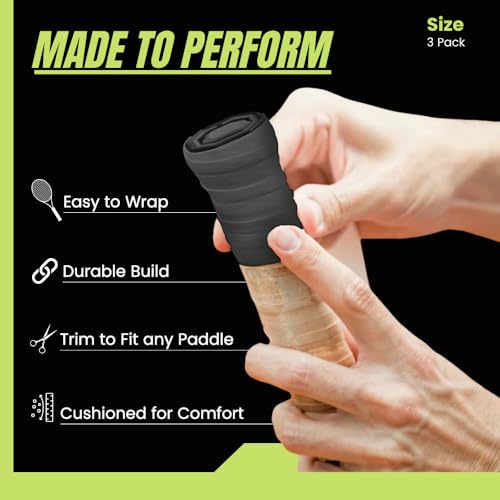 Over Grip [Pack of 3] Black, Anti Slip, Quick-Drying Tennis Racket Grip | Super Absorbent Sweat-Resistant Grip Tape | Sports Gear