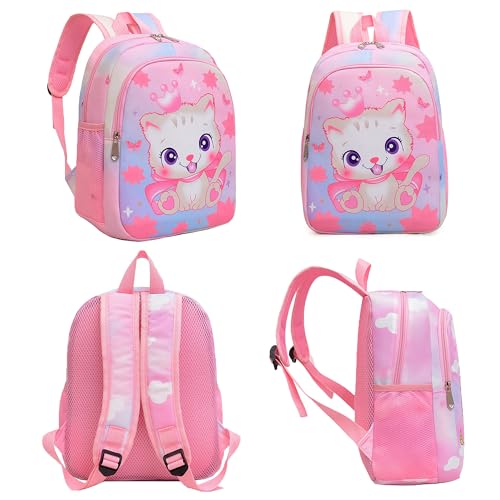 CHERUBIC Kids Toddler Cute Backpack Little Cartoon Travel Lightweight Bag Daypack For 3 Girls Boys (Cat Pink) - color: Cat Pink, size: Small-12"H