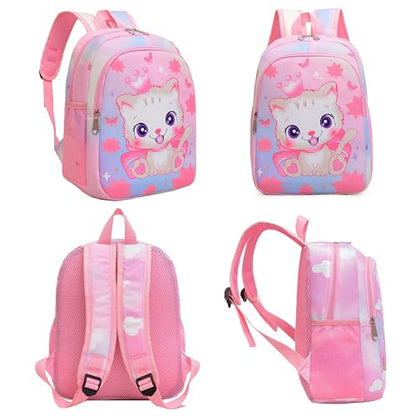 CHERUBIC Kids Toddler Cute Backpack Little Cartoon Travel Lightweight Bag Daypack For 3 Girls Boys (Cat Pink) - color: Cat Pink, size: Small-12"H