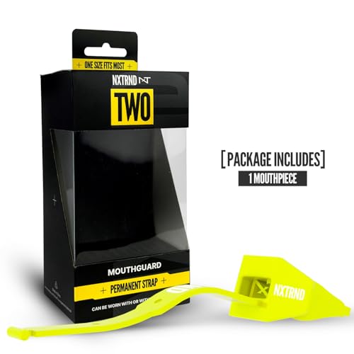 Nxtrnd Two Football Mouth Guard, Football Mouthpiece with Strap, Fits Adult & Youth (Neon Yellow) - color: Neon Yellow