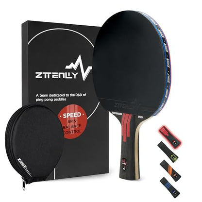 Ping Pong Paddle with Carbon Technology | Performance-Series,7-ply Finest Blade, Expert Speed/Edge/Balance, Thicker Protector Case | Table Tennis Racket for Professional - color: 1-Pack, style: Speed
