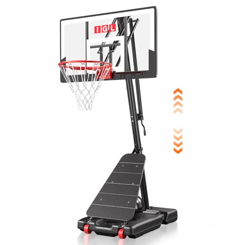 IGL Basketball Hoop Outdoor 40/44/48 Inch, Height Adjustable 5.3-10 FT, Portable Basketball Goal with Shatterproof Backboard for Kids Teens Adults, Backyard Driveway - color: Black, size: 40inch Backboard