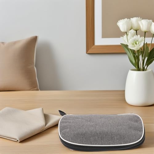 Happyyami Table Tennis Racket Case Portable Paddle Bag Gray Fan Shape Table Tennis Paddle Holder Storage Zipper Bag for Training and Travel