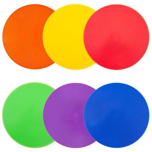 Spot Markers 4.72 Inch 9 Inch Non Slip Rubber Floor Markers Flat Field Cones Poly Dots for Soccer Basketball Sports Speed Agility Training and Drills - style: 9inch 6pcs