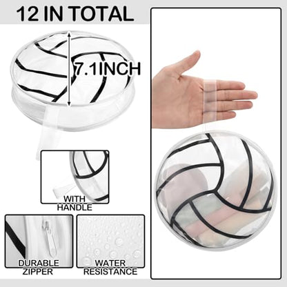 Reginary 12 Pcs Volleyball Cosmetic Bag Gifts Accessories for Makeup Bags Volleyball Clear PVC Cheer Case Toiletry Zipper Pouch Waterproof Travel Handbag Purses Organizer for Volleyball Team Gift - style: Volleyball