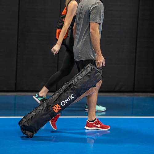 ONIX Pickleball 2-in-1 Regulation-Size Portable Net and Practice Net Set Includes Carrying Case with Wheels