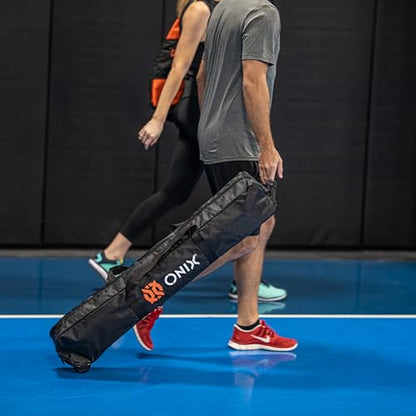 ONIX Pickleball 2-in-1 Regulation-Size Portable Net and Practice Net Set Includes Carrying Case with Wheels