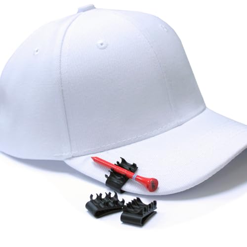 Lock-Tight Golf Hat Brim Tee Clip Holder - Multi-Tee Storage Clip for Visor | Lightweight & Convenient Golf Essential - color: Black, size: 3 Pack