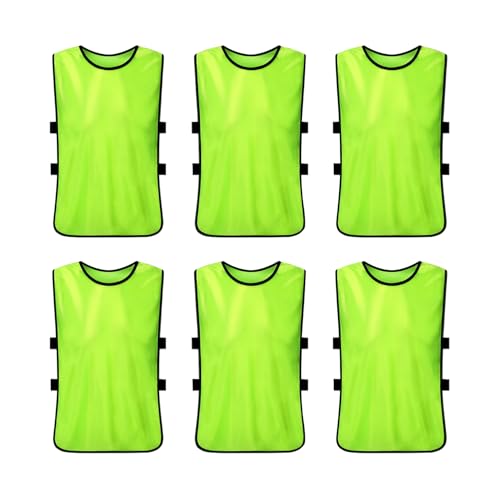 6 Pcs Pinnies Team Practice Vests with Resistance Bands for Child Youth Teen Adult,Ideal for Soccer, Football,Basketball - color: Green, size: Child/5-10 Years Old