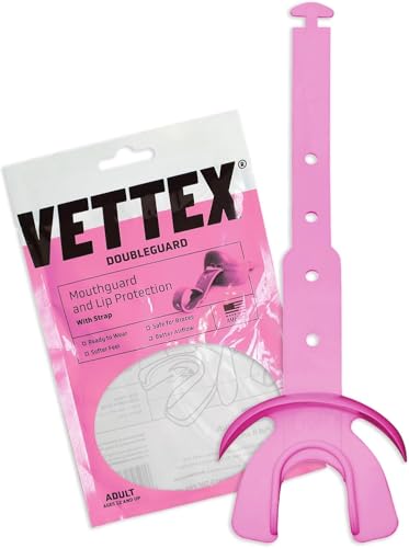 Markwort Vettex Doubleguard Mouthguard for Football, Lacrosse, MMA, Boxing, Braces - Breathable Doubleguard with Lip Protection and Strap, Pink - color: Pink