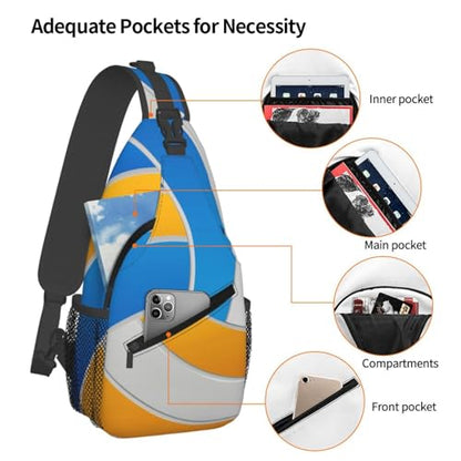 Volleyball Sling Backpack Sling Bag Crossbody Shoulder Bag Volleyball Purse Chest Bag For Men Women - color: Volleyball