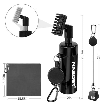 Golf Towel and Brush Set, Premium Golf Towel(16x16 inch) & Squeeze Water Bottle, Essentials Golf Accessories for Men - color: 3PCS(Towel & Brush & Groove Sharpener)