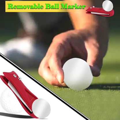 2 Pack Foldable Golf Divot Tool, Magnetic Turf Repair Tool with Spring Loaded Fork, Portable Golf Divot Repair Tool and Removable Ball Marker, for Repair Lawn Ball Marks,Mark Shots