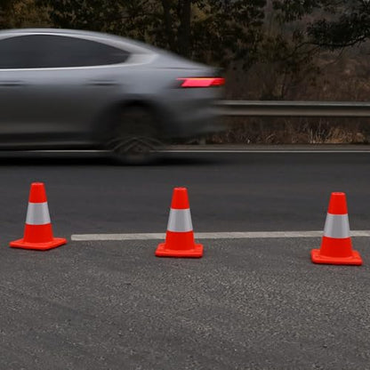 8 Pack 12" Traffic Cones with 4” Reflective Collars – Durable PVC Safety Cones for Parking, Construction, Sports & Training – High Visibility, Weather-Resistant - size: 12 inch -8Pack