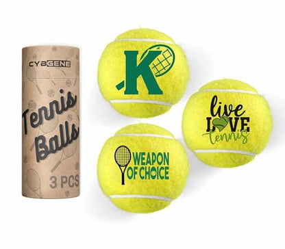 Tennis Gifts, Personalized Tennis Ball, Set of 3 Unique Tennis Balls with Gift Package, Perfect for Tennis Teammate, Partners - Initial - color: Initial-K