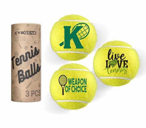 Tennis Gifts, Personalized Tennis Ball, Set of 3 Unique Tennis Balls with Gift Package, Perfect for Tennis Teammate, Partners - Initial - color: Initial-K