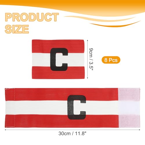 MECCANIXITY Soccer Captain Armband, Captain Arm Bands for Soccer Elastic Captain C Arm Band Sports Captain Armbands for Football Team Training Youth & Adult - color: Red/White