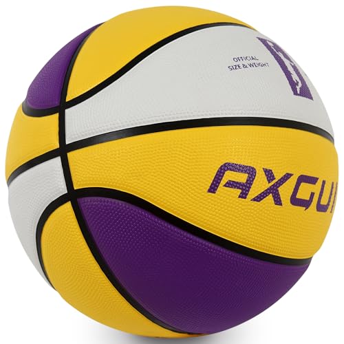Kids Youth Adult Size 3/4/5/6/7 Basketball Thickened Rubber Outdoor Colorful 22/25.5/27.5/28.5/29.5" for Play Game Gifts (Deflated) - color: Yellow,Purple,White, size: Size 6 Youth-28.5" Ages 11-14,Women 12+