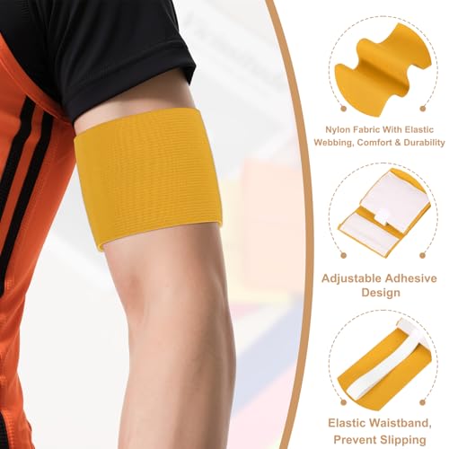 Captain Armbands, Adjustable Leader Arm Bands for Soccer Elastic Team Sport Arm Band-Fitting for Football/Volleyball/Rugby - color: Gold