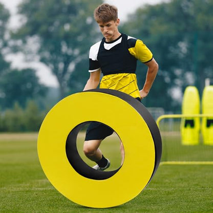 BALAPET Football Tackle Wheel, Football Tackle Ring for Youth,Football Training Equipment Football Tackle Dummies High Elastic Foam and Waterproof PU Leather for Football Practice - size: D28x8"