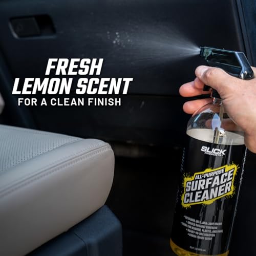Slick Products All-Purpose Surface Cleaner – Interior & Exterior Vehicle Spray for Plastic, Vinyl, Rubber, Carpet & Upholstery – Ready-to-Use Formula with Fresh Lemon Scent – 16 oz. - size: 16 Fl Oz (Pack of 1)
