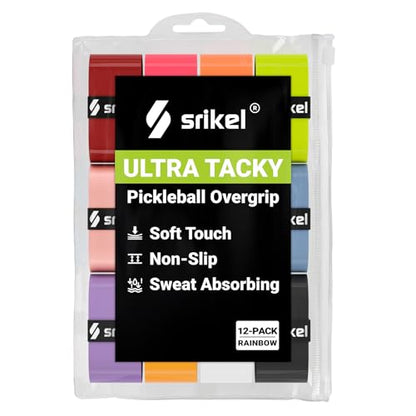Pickleball Paddle Overgrip - Ultra Tacky & Non-Slip Soft Touch Pickleball Grip Tape for Pickleball Paddles, High Sweat Absorption, Shock-Absorbing & Durable Overgrip - color: Rainbow - 12 Pack