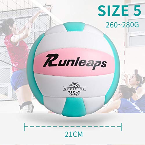 Runleaps Volleyball, Waterproof Indoor Outdoor Volleyball for Beach Game Gym Training (Official Size 5)