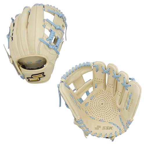 SSK Z5 Craftsman Infield Baseball Glove – 11.25” - 11.5” - 11.75” - 12” – Right & Left Hand Throw - color: Camel/Columbia - I Web, size: 11.5" - Right Hand Throw