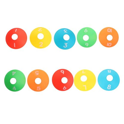10pcs Soccer Training Cones Set, Plastic Sports Agility Discs 1-10 Numbered Markers for Football Basketball Practice and Drills