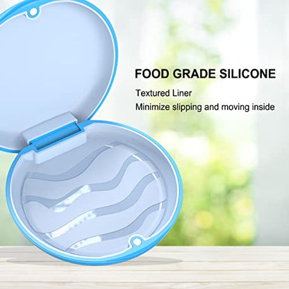 Retainer Case, Aligner Case, Retainer Mouth Guards Travel Case with Removable Food Grade Silicone (Blue Shell+Light Blue Silicone). - color: Blue-1