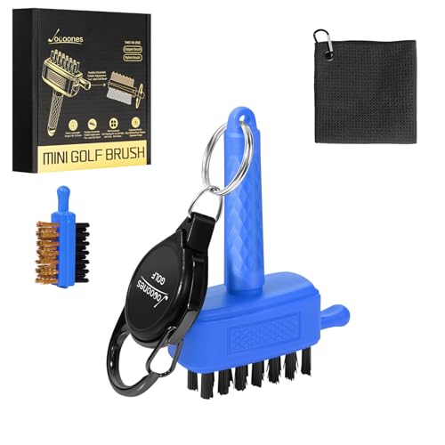 Golf Club Cleaning Kit Durable Mini Size Golf Club Brush and Towel Clean Leaving No Marks Fit for Multiple Situations Golf Club Bag Accessories Golf Gift - color: Blue