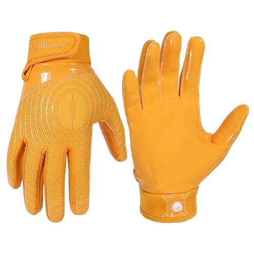 HANDLANDY Youth Football Gloves, Kids Sticky Receiver Gloves,Super Grip Football Glove Best Gift for Boys,Girls - color: Orange, size: X-Small-Youth